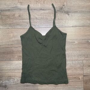 Topshop Green Ribbed Tank Top
